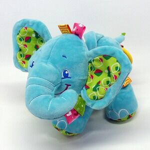 Sozzy Blue Elephant Musical Crib Pull Plush Butterfly Embroidered Lullaby Toy